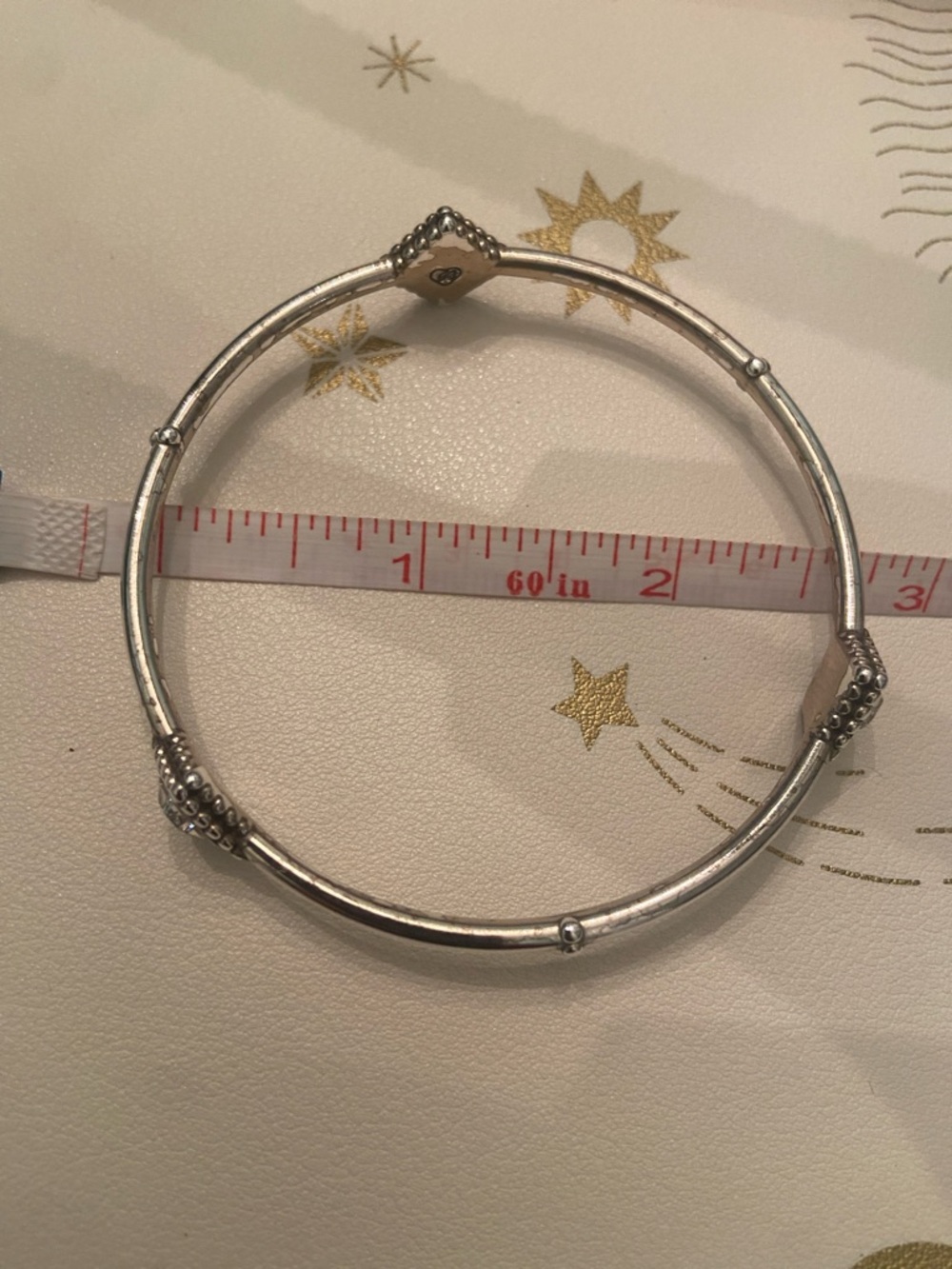 Delicate Silver-Tone Brighton Twinkle  Bangle with Square Clear Crystal Accents - Picture 7 of 9